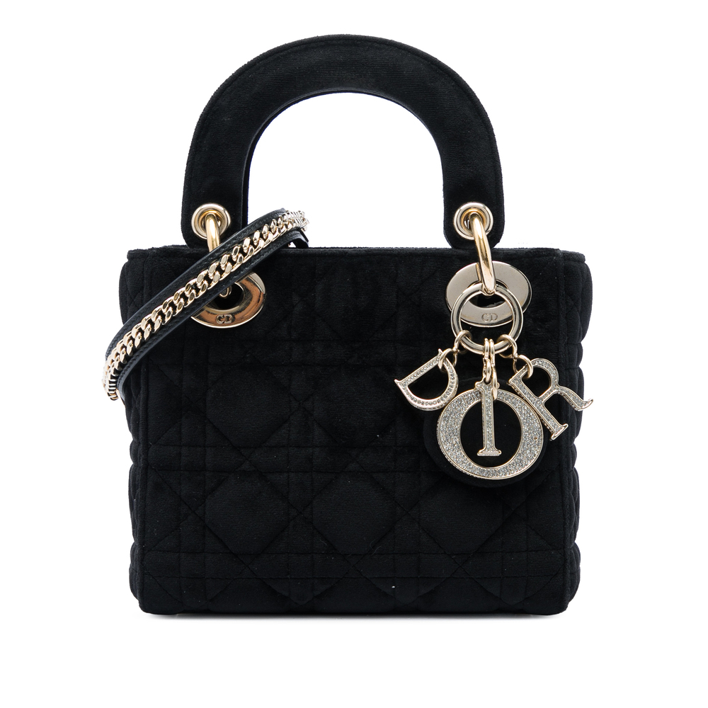 Pre-Loved Dior Mini Velvet Cannage Lady Dior